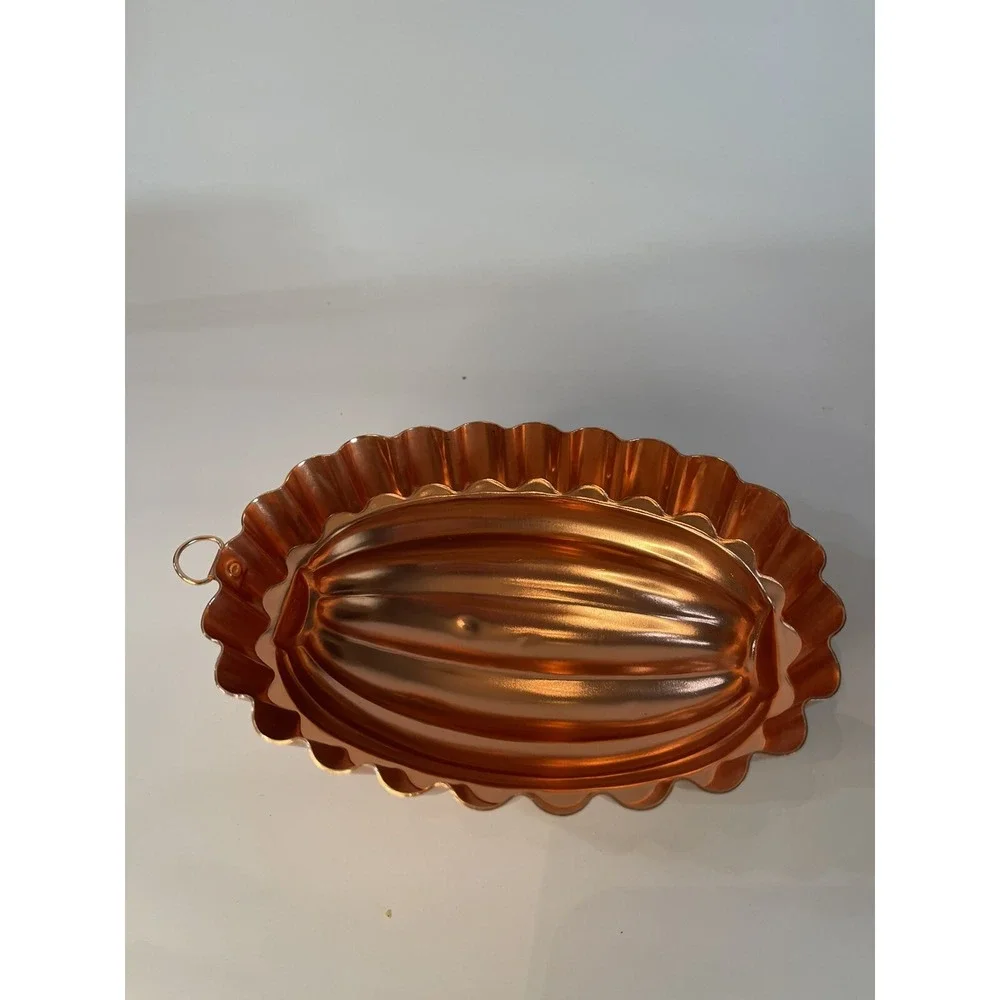 Vintage Copper  Plated Jello Mold 2 1/2 cups - Melon Shaped